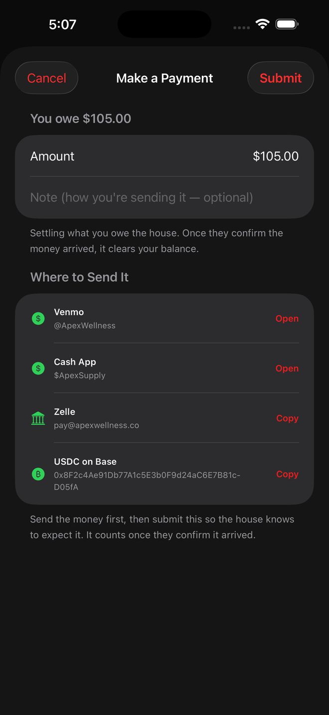 A reseller's balance with separate Make a Payment and Make a Deposit buttons, above their confirmed history